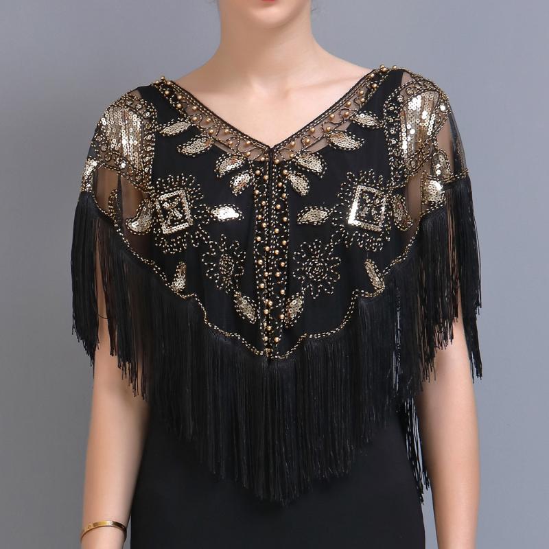 Scarves Women 1920s Sequined Shawl With Tassels Beaded Pearl Fringe Sheer Mesh Wraps Gatsby Flapper Bolero Cape Cover Up1
Scarves Women 1920s Sequined Shawl With Tassels Beaded Pearl Fringe Sheer Mesh Wraps Gatsby Flapper Bolero Cape Cover Up1