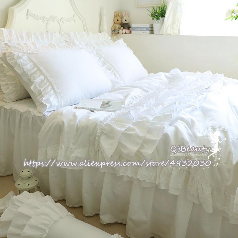 Top quality luxury pure white multi-layer ruffled bowknot lace lace princess wedding four-piece bedding, As pic
Top quality luxury pure white multi-layer ruffled bowknot lace lace princess wedding four-piece bedding, As pic