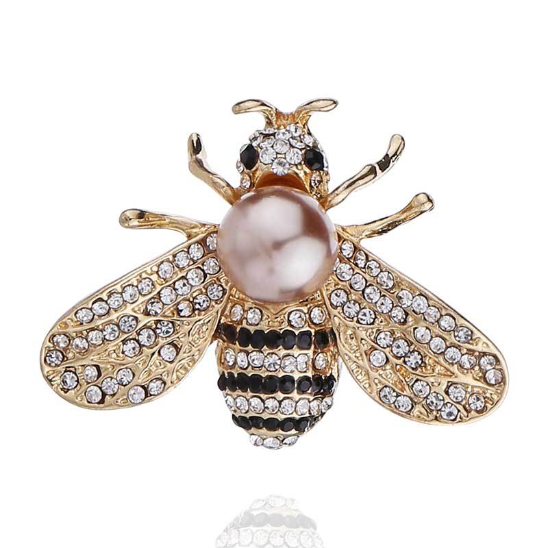 Little Bee Brooches Crystal Rhinestone Pin Broochs Enamel Jewelry Gifts For Women Men Insect Brooch