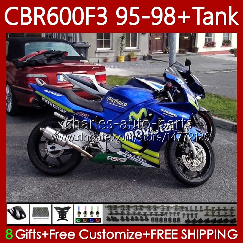 OEM Fairings For HONDA CBR 600 CBR600 F3 FS CC 600FS 600F3 1995-1998 64No.325 Bodys CBR600FS 600-F3 1995 1996 1997 1998 CBR600F3 600CC 95 96 97 98 Bodywork Movistar Blue, No. 20
OEM Fairings For HONDA CBR 600 CBR600 F3 FS CC 600FS 600F3 1995-1998 64No.325 Bodys CBR600FS 600-F3 1995 1996 1997 1998 CBR600F3 600CC 95 96 97 98 Bodywork Movistar Blue, No. 20