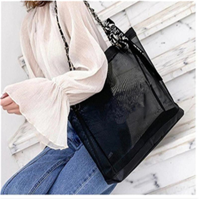 Famous Makeup Bag Black Mesh Shoulder Bag Net Style Cosmetic Handbag Beauty Clutch Bag Tote Shopping Beach Storage Bags
Famous Makeup Bag Black Mesh Shoulder Bag Net Style Cosmetic Handbag Beauty Clutch Bag Tote Shopping Beach Storage Bags
