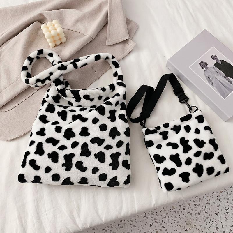 Vintage Women Handbags Shoulder Bags Fashionable Milk Cow Pattern Bags Daily Street Shoulder Plush Cute 2021
Vintage Women Handbags Shoulder Bags Fashionable Milk Cow Pattern Bags Daily Street Shoulder Plush Cute 2021