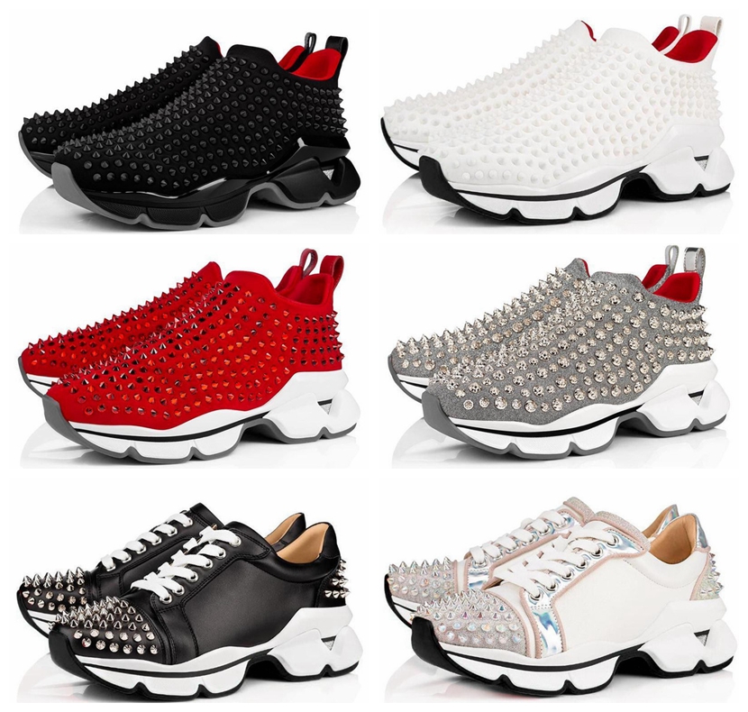 

Sock Sneakers Designers Socks Shoes Men Donna Red Fashion Shoe Women Low Top Pull-On Sneaker With Krystal Spikes White Sneaker Newest, Style 6