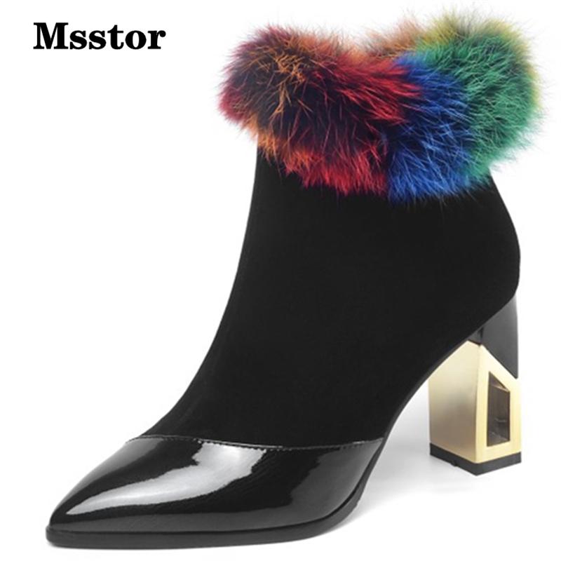 Fretwork Heels High Heel Boots Mixed Colors Fur Kid Suede Women Ankle Boots Pointed Toe Shoes Woman Winter Shoes Sexy Black
Fretwork Heels High Heel Boots Mixed Colors Fur Kid Suede Women Ankle Boots Pointed Toe Shoes Woman Winter Shoes Sexy Black