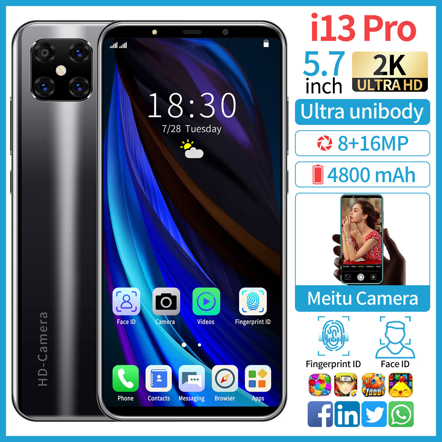 Popular I13 Pro Cross-Border Mobile Phone Smart Android Mobile Phone Cross-Border Hot Sale Low-Cost Generation Foreign Trade Mobile Phone
Popular I13 Pro Cross-Border Mobile Phone Smart Android Mobile Phone Cross-Border Hot Sale Low-Cost Generation Foreign Trade Mobile Phone
