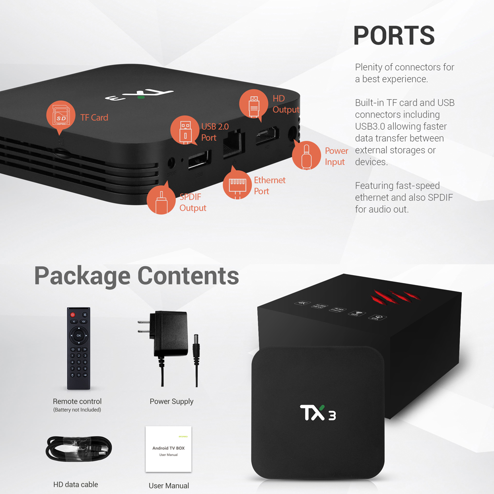 Tanix TX3 Android 9.0 TV BOX Amlogic S905X3 4GB 32GB 8K 2.4G/5GHz Dual Wifi BT Smart Boxes Media Player Set Top Box