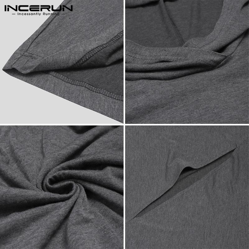 Men Solid Color Cloak Hoodies Loose Irregular Leisure Hooded Sweatshirts INCERUN Mens Fashion Cape Pluvial Streetwear 5XL1