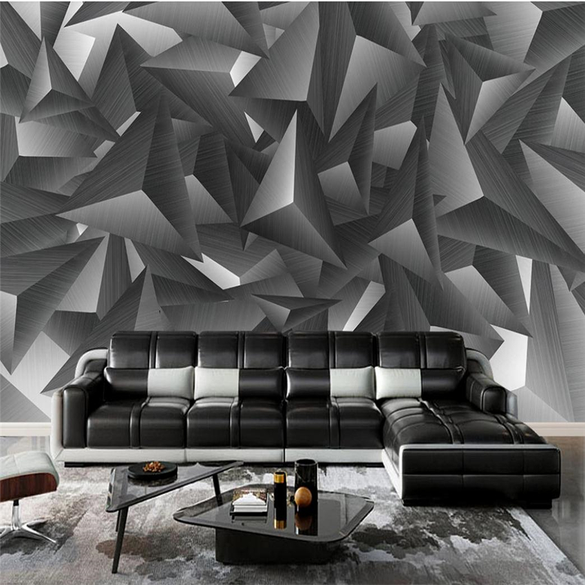 Modern 3d stereoscopic wallpapers fashion gray white three-dimensional geometric wallpapers TV living room background wall