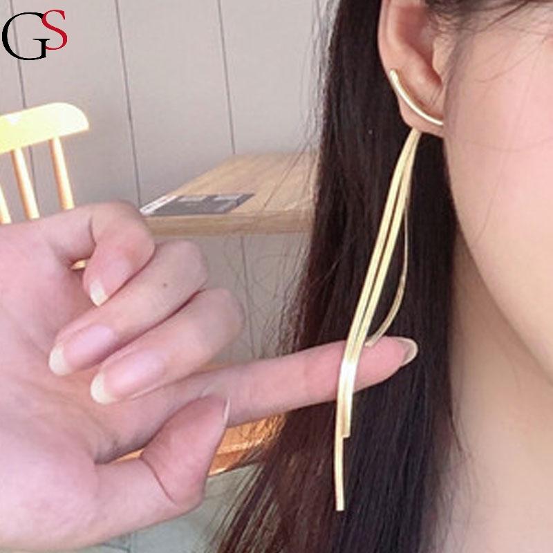Hoop & Huggie GS Bar Long Tassel Drop Earrings For Women Glossy Simple Retro Earring Gold Color Latest Fashion Jewelry Accessories
Hoop & Huggie GS Bar Long Tassel Drop Earrings For Women Glossy Simple Retro Earring Gold Color Latest Fashion Jewelry Accessories