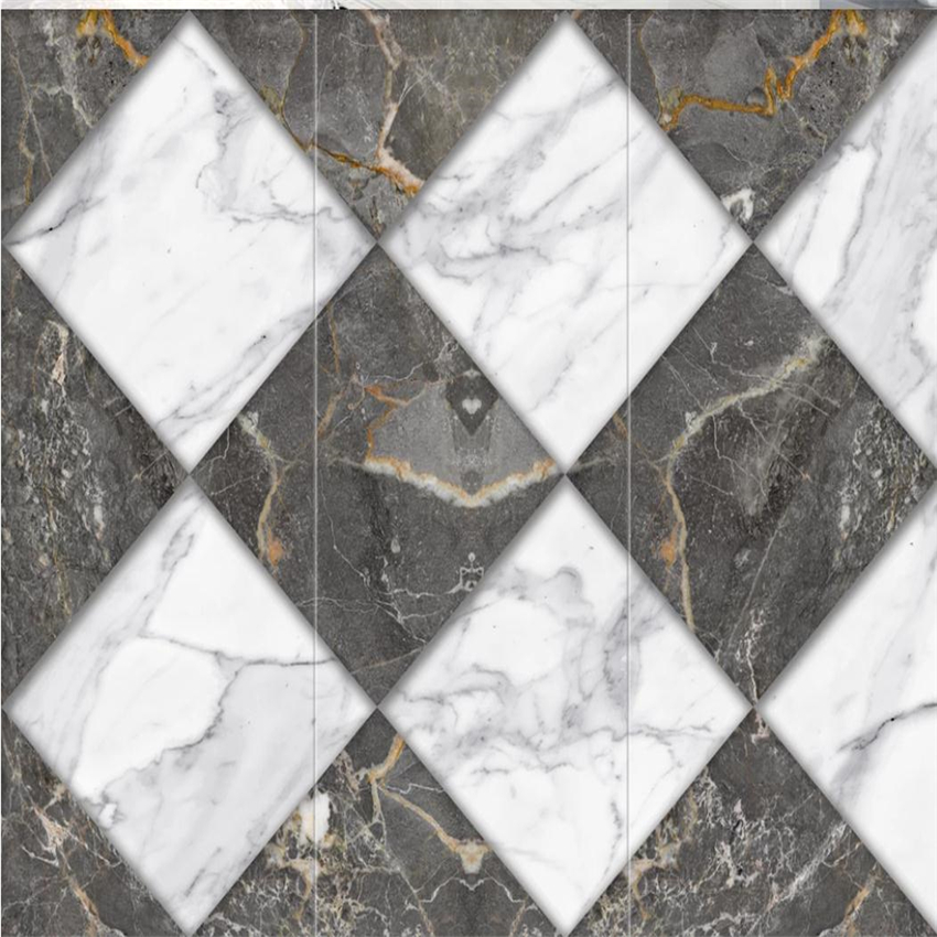 Black and white gray geometric marble wallpapers background wall 3d murals wallpaper for living room