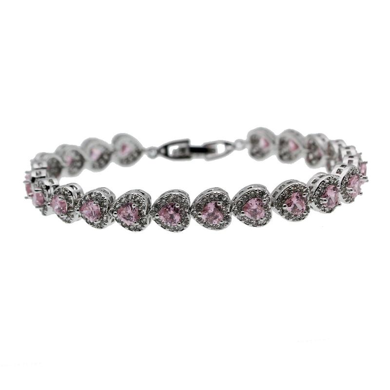 Hermosa Jewelry Exquisite Pink Heart-Shaped Tennis Bracelet Silver Color Bracelets 7 inch QA68
Hermosa Jewelry Exquisite Pink Heart-Shaped Tennis Bracelet Silver Color Bracelets 7 inch QA68