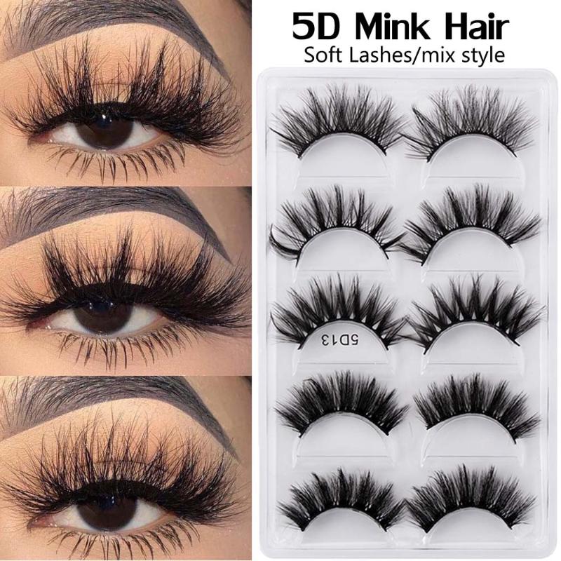 5 Pairs Fashion 5D Faux Mink Hair False Eyelashes Wispy Fluffy Lashes Soft Natural Long Handmade Eyelash Makeup Extension Tool
5 Pairs Fashion 5D Faux Mink Hair False Eyelashes Wispy Fluffy Lashes Soft Natural Long Handmade Eyelash Makeup Extension Tool