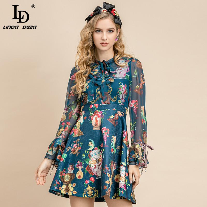 LD LINDA DELLA Autumn Fashion Runway Mini Dress Women Long sleeve High waist Flower print Chiffon Vintage Short Dress Vestidos, Navy blue
LD LINDA DELLA Autumn Fashion Runway Mini Dress Women Long sleeve High waist Flower print Chiffon Vintage Short Dress Vestidos, Navy blue