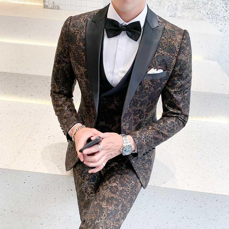Double Splits Mens Floral Print Suits Elegant Wedding Dress Plus Size Costume Mariage Homme Luxury Three Piece Suits Men1, Color 2 
Double Splits Mens Floral Print Suits Elegant Wedding Dress Plus Size Costume Mariage Homme Luxury Three Piece Suits Men1, Color 2