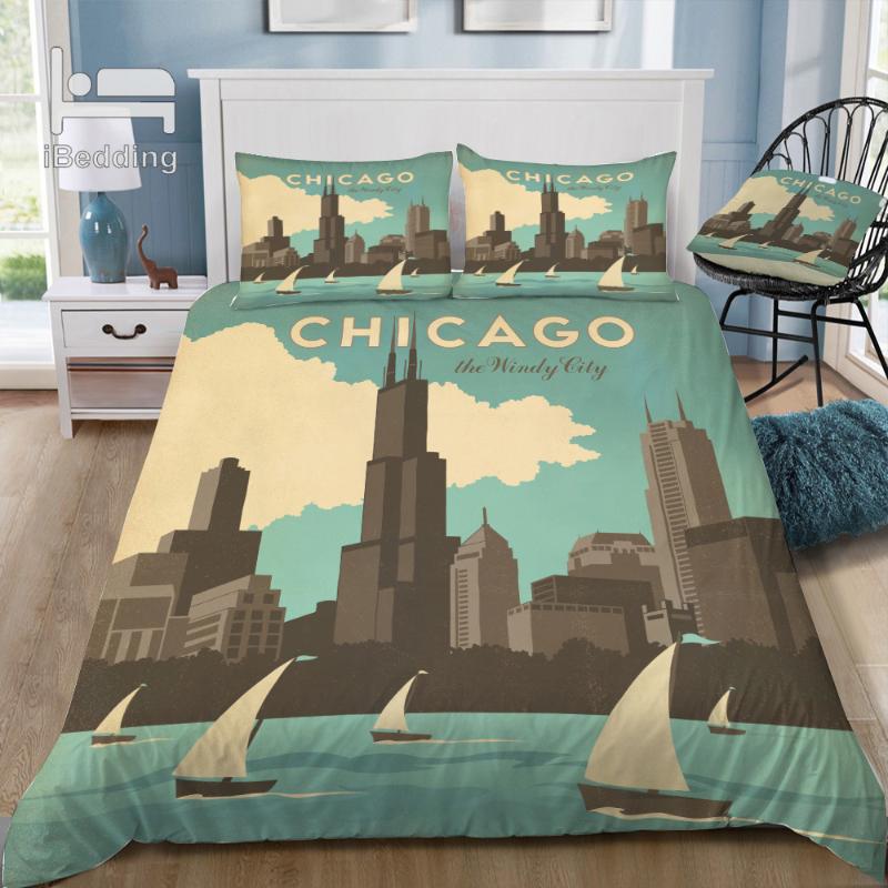 Group Chicago 3D Bedding Set Printed Duvet Cover Set Queen King Size