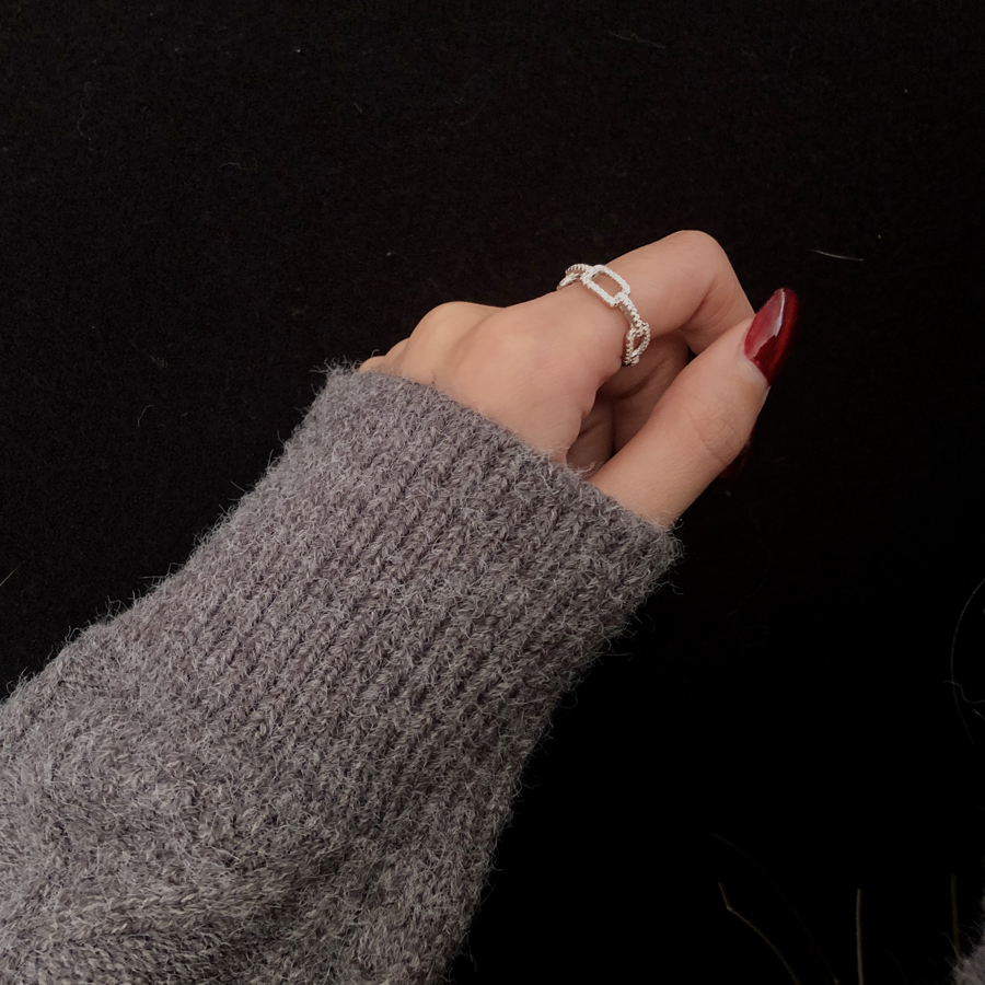 Fashion 100% Sterling Sier Chain Link Lab Dia Ring Wedding Engagement Rings Jewelry Gift for Women XR450 Free shipping