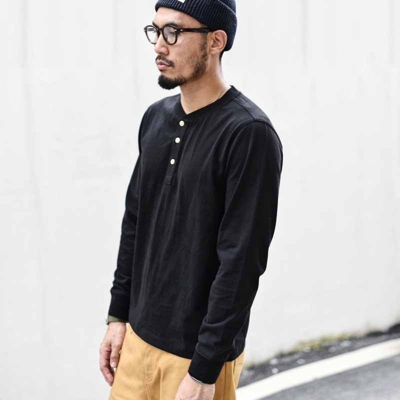 SauceZhan Thich Long Sleeve T-shirt Men T Shirt Mens T Shirts Fashion Henry Collar Shirt Men Solid Man T-shirt henry collar 201202