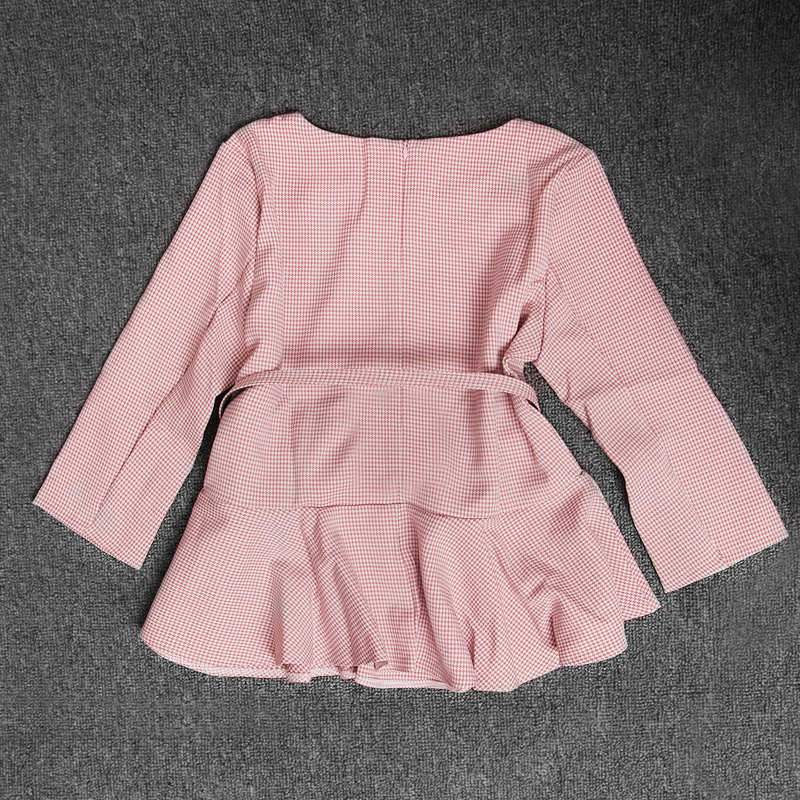 Autumn Spring Fashion Women's Business Pants Suits Office Lady Plaid Checker Ruffles Suits for Women 2 Pieces Set T200818