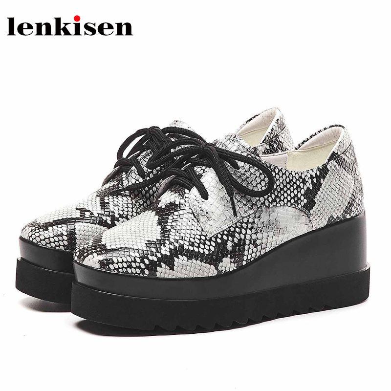 Lenkisen fashion preppy style lace up mixed pattern waterproof thick bottom sneakers round toe cow leather comfortable shoes L61, Black
Lenkisen fashion preppy style lace up mixed pattern waterproof thick bottom sneakers round toe cow leather comfortable shoes L61, Black