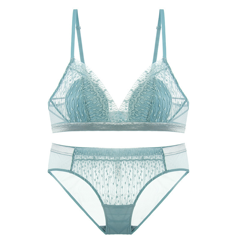 French underwear suit women's thin lace small chest receptacle sexy nonsteel bra breathable lingerie bralette T200602