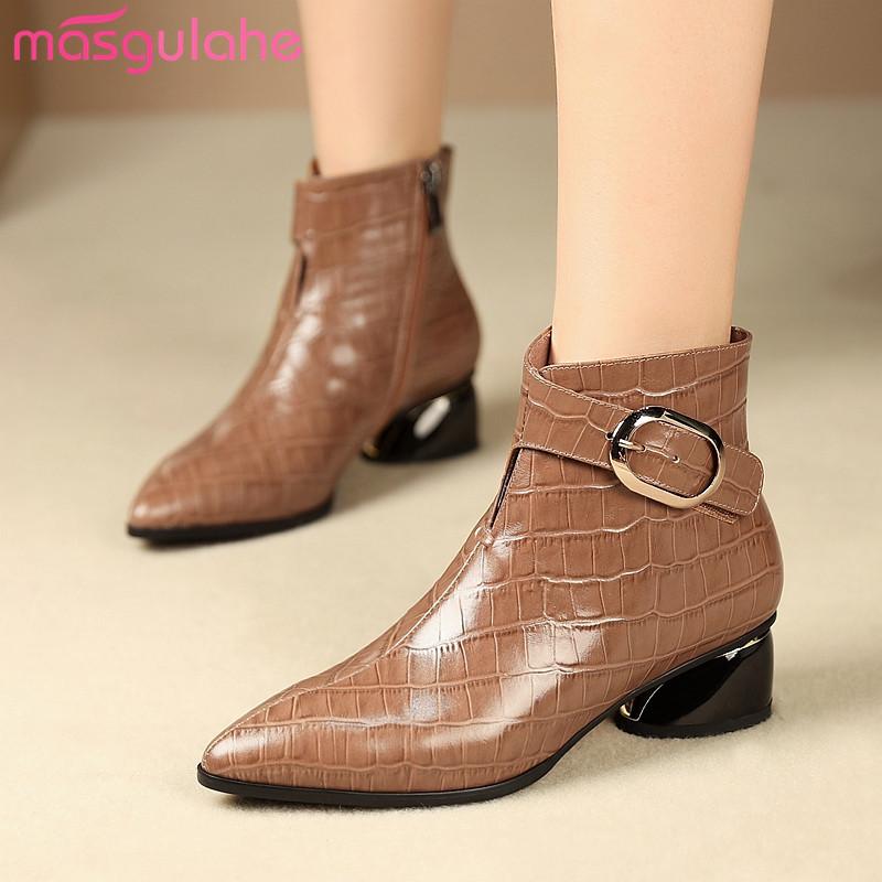 Masgulahe genuine leather boots 2020 winter autumn female ankle boots dress shoes pointed toe black hot wholesale ladies, Black with fur
Masgulahe genuine leather boots 2020 winter autumn female ankle boots dress shoes pointed toe black hot wholesale ladies, Black with fur