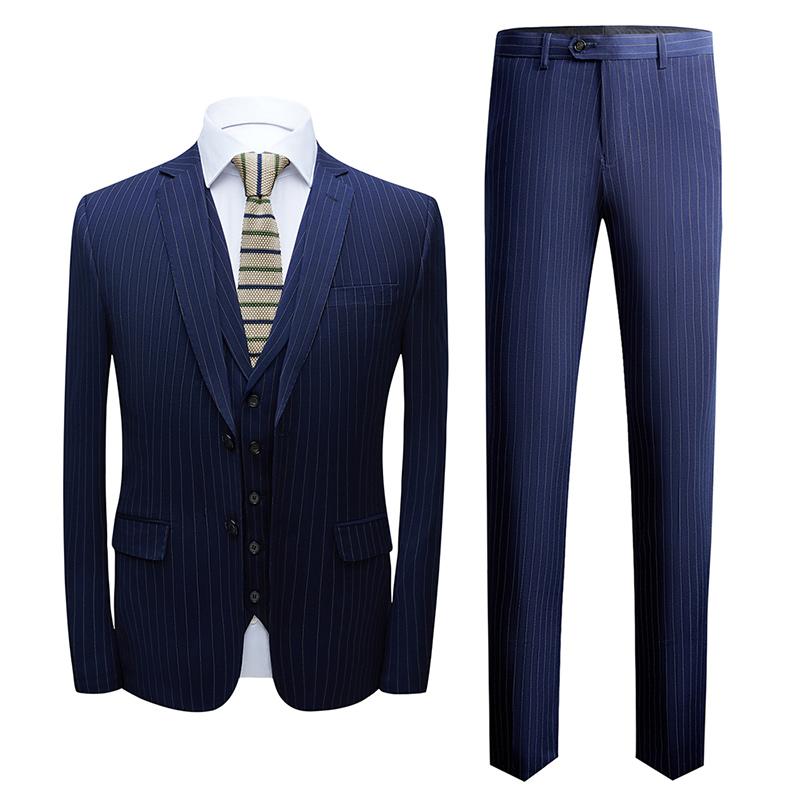Men dark blue color striped suit slim fit vertical striped suit blazer vest pants dress dress groom wedding coat coat -6XL, Picture color
Men dark blue color striped suit slim fit vertical striped suit blazer vest pants dress dress groom wedding coat coat -6XL, Picture color