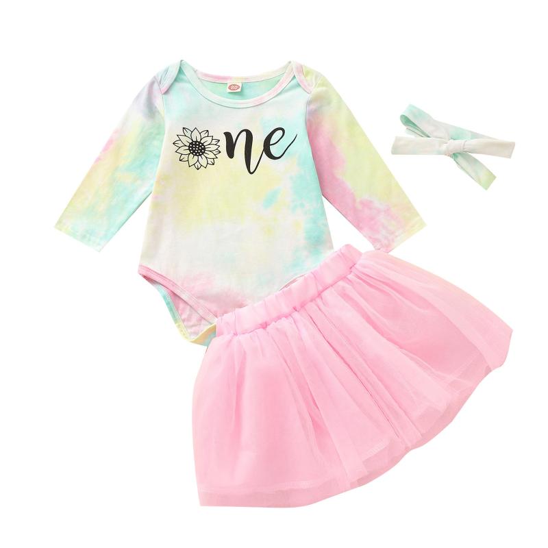Newborn Girls Long-Sleeved Birthday Letter Tie-Dye Printing Romper Round Neck Jumpsuit Ballet Dance TUTU Skirt Bow Hair Tie Sets
Newborn Girls Long-Sleeved Birthday Letter Tie-Dye Printing Romper Round Neck Jumpsuit Ballet Dance TUTU Skirt Bow Hair Tie Sets