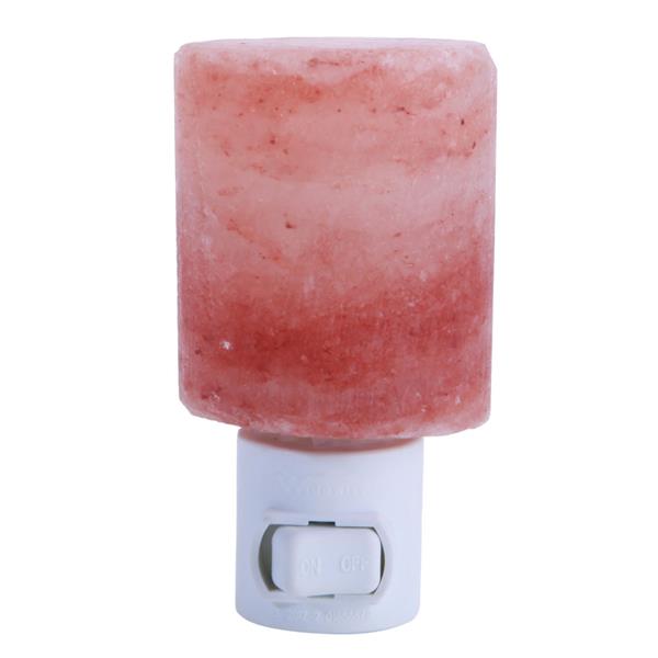 Exquisite Cylinder Natural Rock Salt Himalaya Salt Lamp Air Purifier with Wood Base Amber for Indoor Lighting