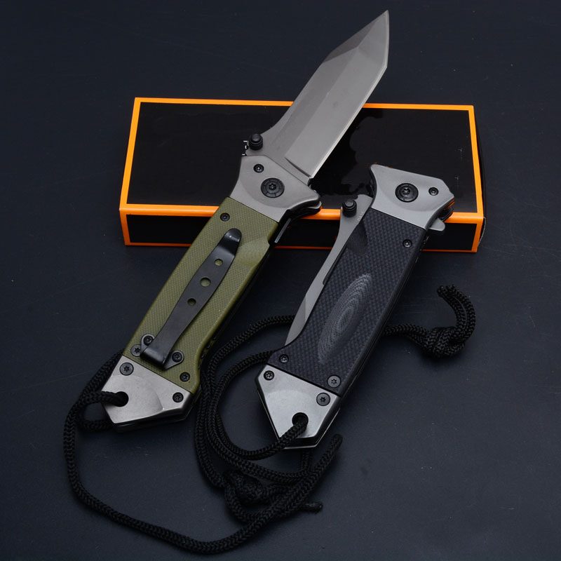 Jefrey Collins Quality High DA35 Assisted Fast Open Tactical Flipper Folding knife 8Cr14Mov Gray Titanium Coated Blade G10 + Steel Handle EDC Knives +