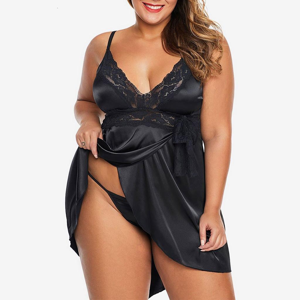Silk Satin Night Dress Women Lace Splice Deep V Neck Nightgown Sleepwear Babydoll Nightie Home Wear Plus Size Nightdress Panties, Black;red
Silk Satin Night Dress Women Lace Splice Deep V Neck Nightgown Sleepwear Babydoll Nightie Home Wear Plus Size Nightdress Panties, Black;red