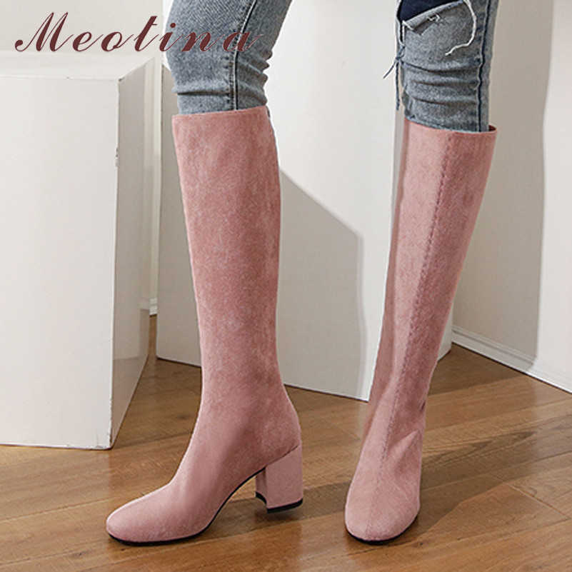 Meotina Women Long Boots Shoes Zipper High Heel Knee High Boots Square Toe Chunky Heels Female Boots Autumn Winter Apricot Pink 210608, Black synthetic lin
Meotina Women Long Boots Shoes Zipper High Heel Knee High Boots Square Toe Chunky Heels Female Boots Autumn Winter Apricot Pink 210608, Black synthetic lin