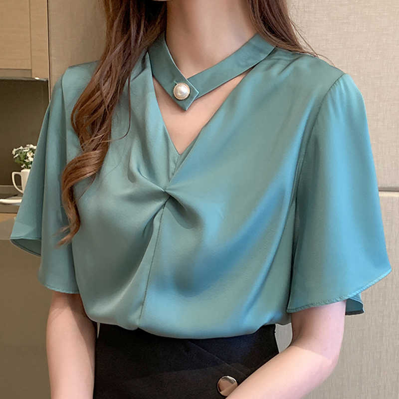 Blouse Women Short Sleeve Shirts V-neck Chiffon Shirt Tops Blusas Mujer Blusa D314 210602, Apricot
Blouse Women Short Sleeve Shirts V-neck Chiffon Shirt Tops Blusas Mujer Blusa D314 210602, Apricot