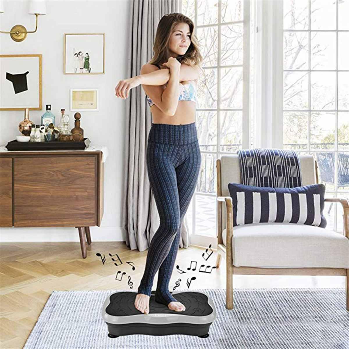 200KG441LBS Exercise Fitness Slim Vibration Machine Trainer Plate Platform Body Shaper Remote Control with Resistance Bands slimming machine