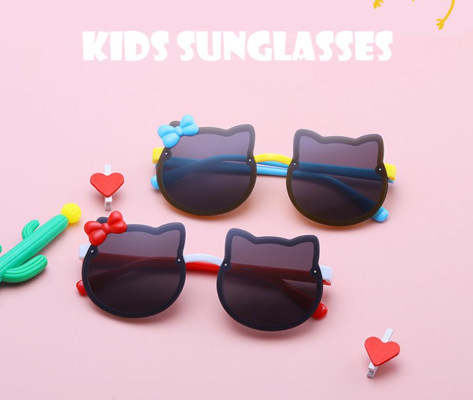 Girls Cat Bow Sunglasses Classic Children Kids Boys Beach Summer Kitten Sunglasses Shades UV400 3Y+