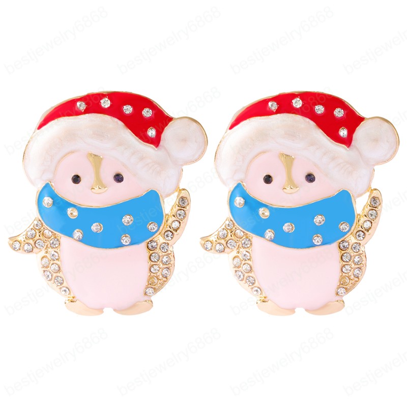 Snowman Earrings Women Festive Sparkly Rhinestone Dangle Earrings Christmas Jewelry Holiday Cheer