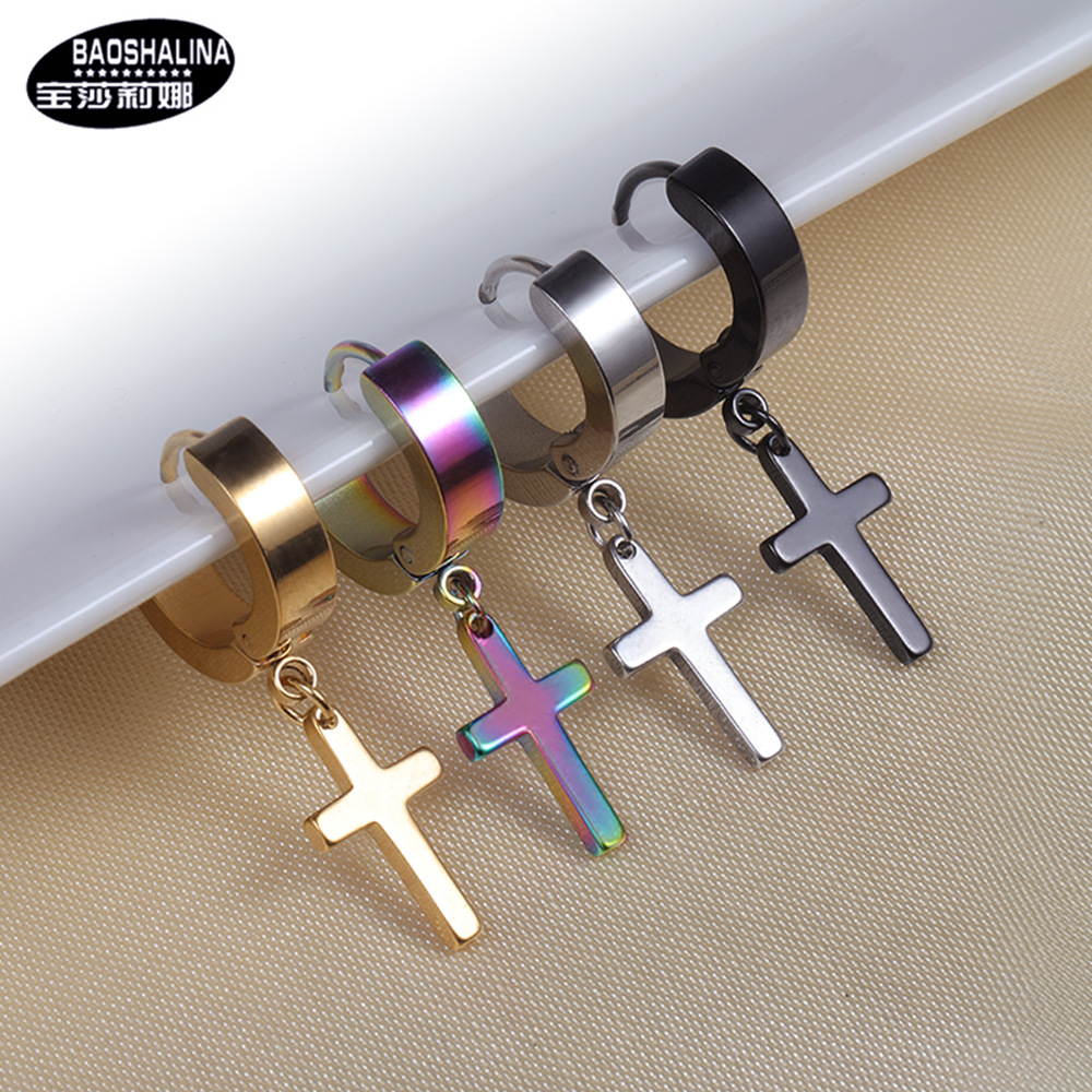 Cross Ear Button Charm Korean edition fashion punk stainless steel earrings Non-allergenic
Cross Ear Button Charm Korean edition fashion punk stainless steel earrings Non-allergenic