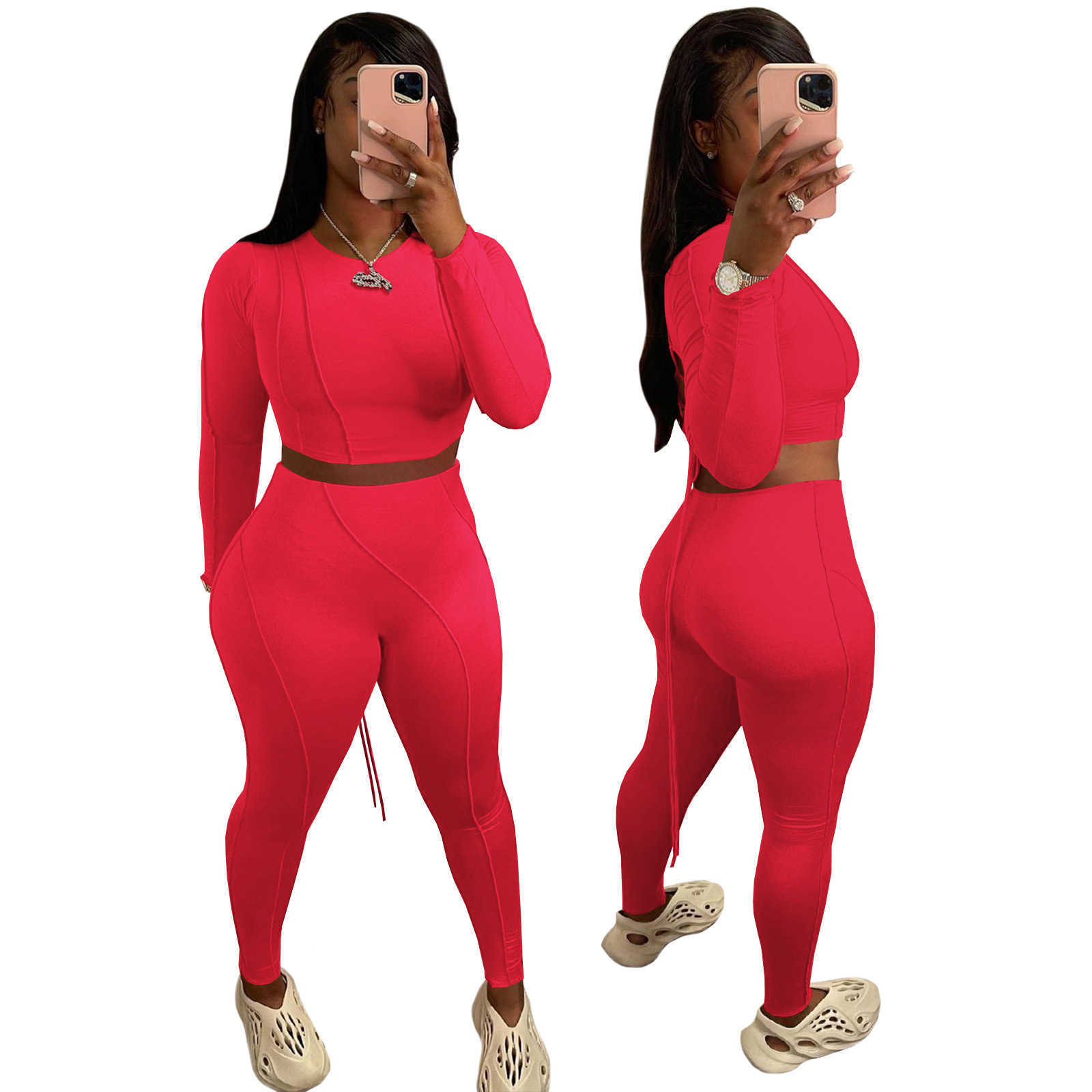 Women's Clothing Women's Two Piece Sets Designers Women Clothes 2023 autumn and winter personalized design sense Department sports bottomed 