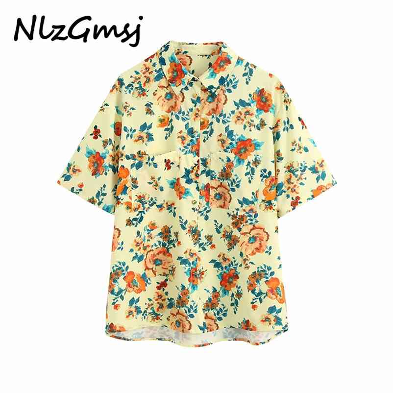Women Fashion With Pockets Floral Print Loose Blouses Vintage Short Sleeve Button-up Female Shirts Blusa Chic Tops 210628, Green
Women Fashion With Pockets Floral Print Loose Blouses Vintage Short Sleeve Button-up Female Shirts Blusa Chic Tops 210628, Green
