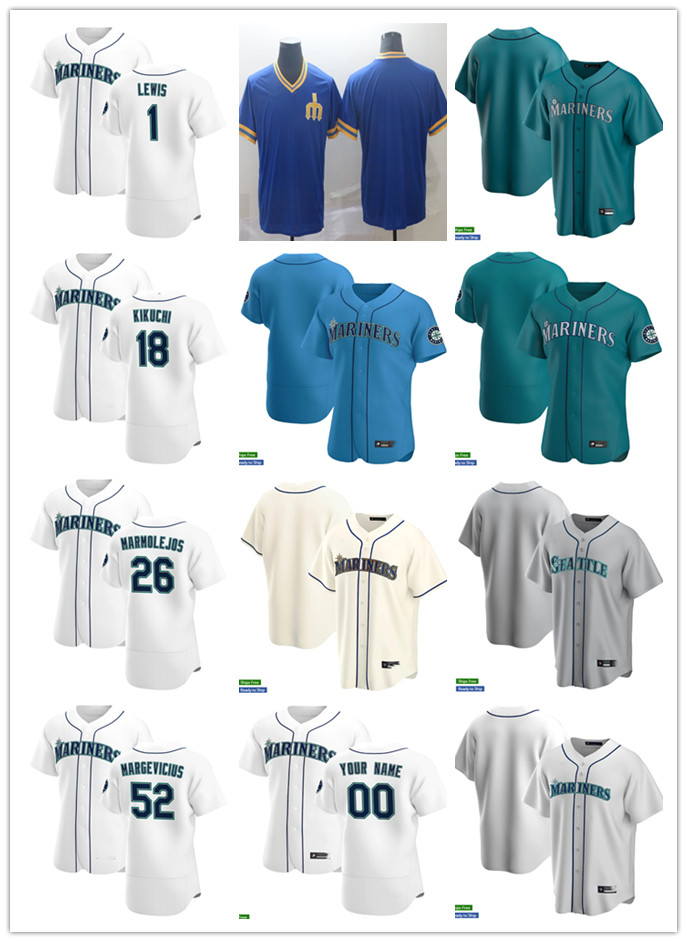 Men Women Youth 18 Yusei Kikuchi 1 Kyle Lewis 52 Nick Margevicius 26 Jose Marmolejos Custom Baseball Jersey Blank green white gray, Blue;black
Men Women Youth 18 Yusei Kikuchi 1 Kyle Lewis 52 Nick Margevicius 26 Jose Marmolejos Custom Baseball Jersey Blank green white gray, Blue;black