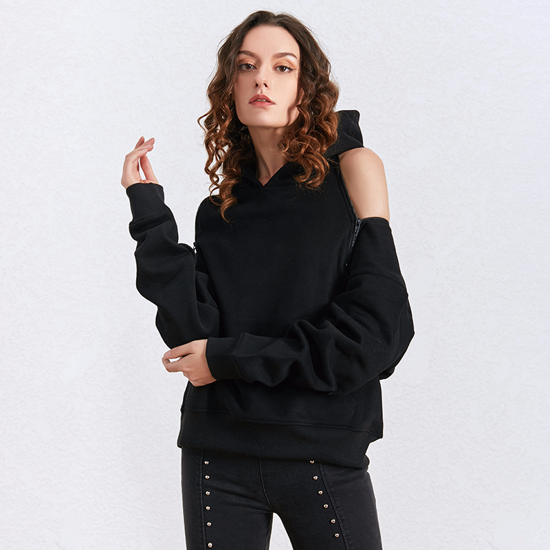 TWOTWINSTYLE Fashion Zipper Sexy Hoodies Tops Female Long Sleeve Casual Sweatshirt Women Autumn Winter New Big Sizes 201102