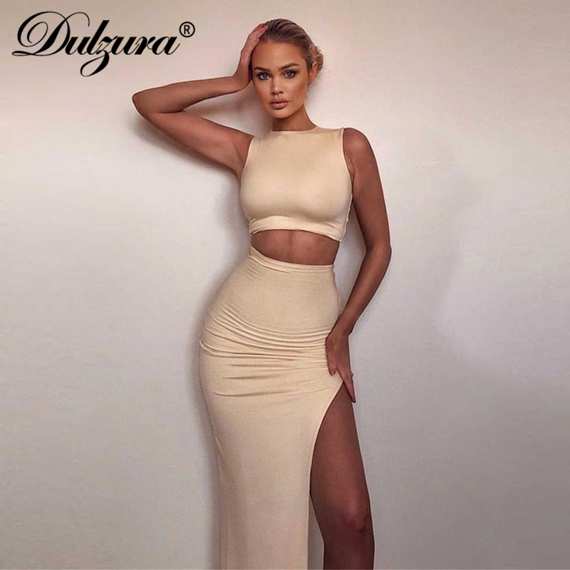 women 2 piece set crop tanks midi dress slit bodycon streetwear party club elegant 2021 summer matching outfithigh quality, Black;gray
women 2 piece set crop tanks midi dress slit bodycon streetwear party club elegant 2021 summer matching outfithigh quality, Black;gray