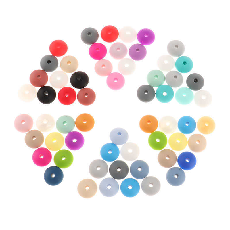 Whosale 12mm Lentils Silicone Round Teething Beads 300PC Abacus Spacing Bead a Free Baby Teether Necklace Pendant Toy DIY 220209