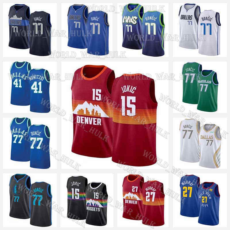 Men's DenverNuggets77 Doncic Basketball Jersey Dirk 41 Nowitzki Luka 15 Jokic Jerseys Jamal 27 Murray Nikola Red Black 2020/21 City, Black;red 
Men's DenverNuggets77 Doncic Basketball Jersey Dirk 41 Nowitzki Luka 15 Jokic Jerseys Jamal 27 Murray Nikola Red Black 2020/21 City, Black;red