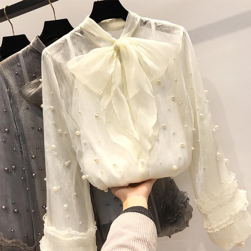 Women's Blouses & Shirts 2021 Spring Elegant Organza Bow Of Pearl White Blouse Casual Chiffon Shirt Women Tops Blusas Femininas, Black
Women's Blouses & Shirts 2021 Spring Elegant Organza Bow Of Pearl White Blouse Casual Chiffon Shirt Women Tops Blusas Femininas, Black