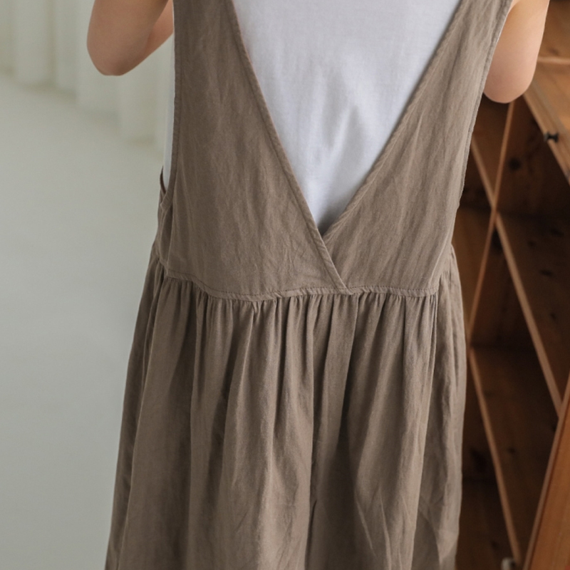 Summer Dress Ladies Dress Plus Size XL 5XL Cotton Linen Women Tank Vestidos Sleeveless Robe Dress Pockets Clothes 210303