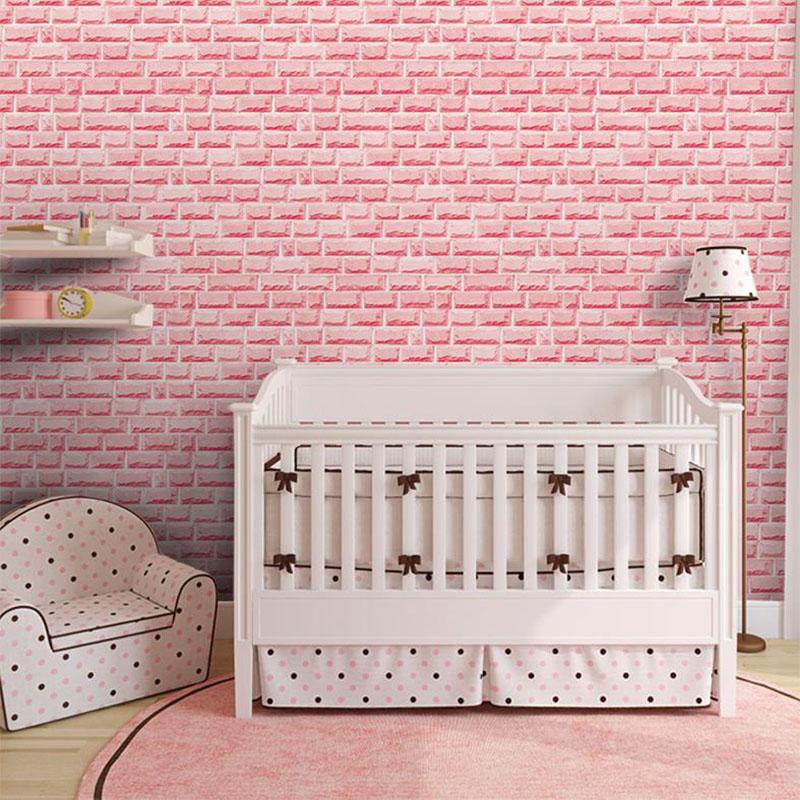 Wallpapers 3D Pink Brick Wall Paper PVC Self Adhesive Wallpaper Roll For Living Room Girls Bedroom Dormitory House Decoration