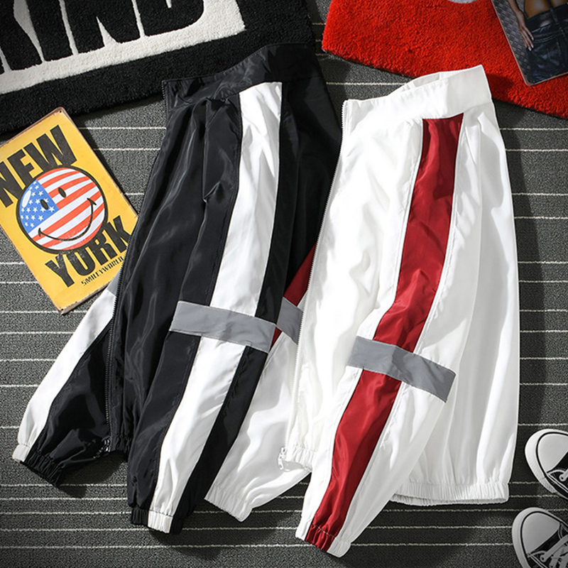Mens Sets Hip Hop Autumn Patchwork Track Suit Male Stand Collar Jacket Sweatsuit Tracksuit Men Clothes Casual Sportswear Black 201210