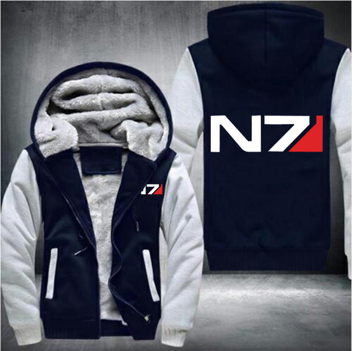 USA size Men Mass Effect N7 Zipper Jacket Sweatshirts Thicken Hoodie Coat Casual sweatshirts men fashion hoodie streetwear 201020