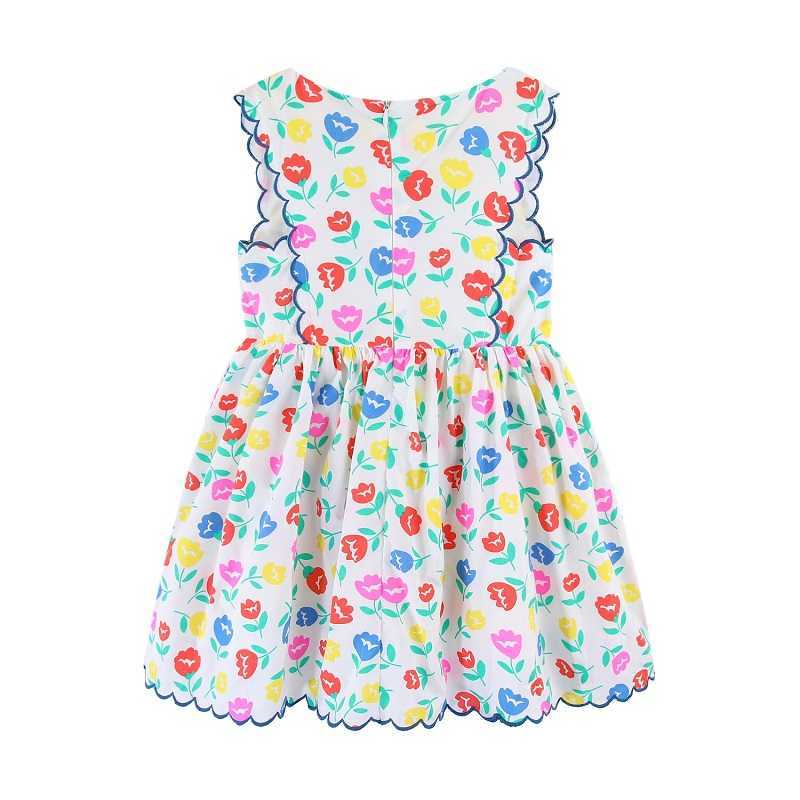 Mudkingdom Poppy Flower Girl Midi Dress Sleeveless Woven Lining for Kids Colorful Dresses Print Princess Big Girls Clothes 210615