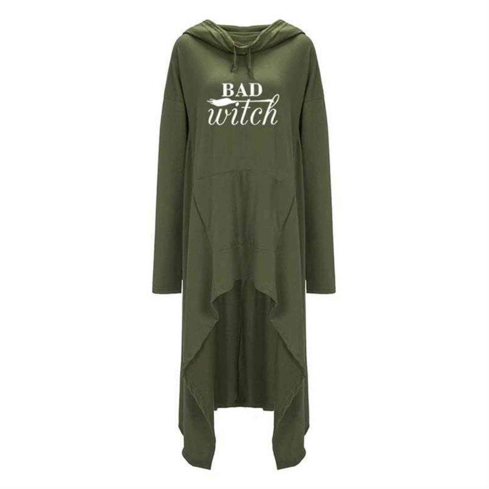 Women hoodies Long Irregular bad witch Tops Kawaii Femmes Sweatshirts Pattern Funny Cotton Cropped Oversize Hoodies dress 211104wtt